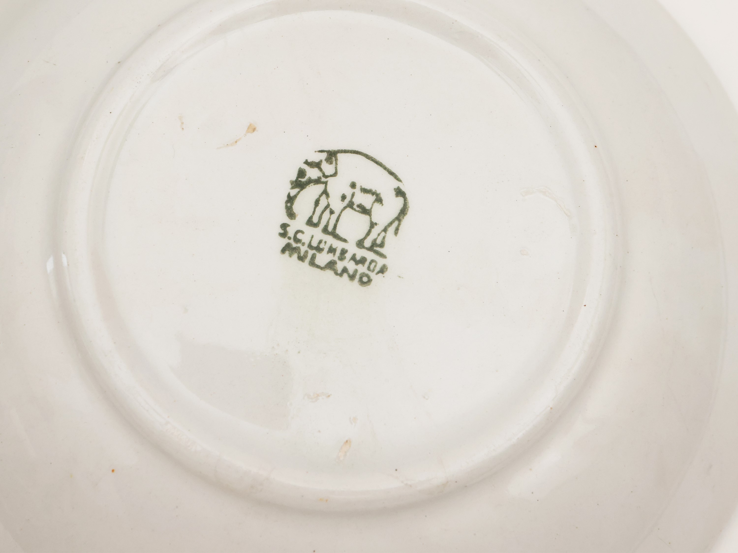 Serie di Otto Piattini in Ceramica Smaltata, Società Ceramica Lombarda