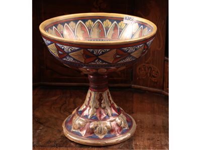 Alzata Centrotavola in Terracotta Smaltata a Lustro, Paolo Rubboli