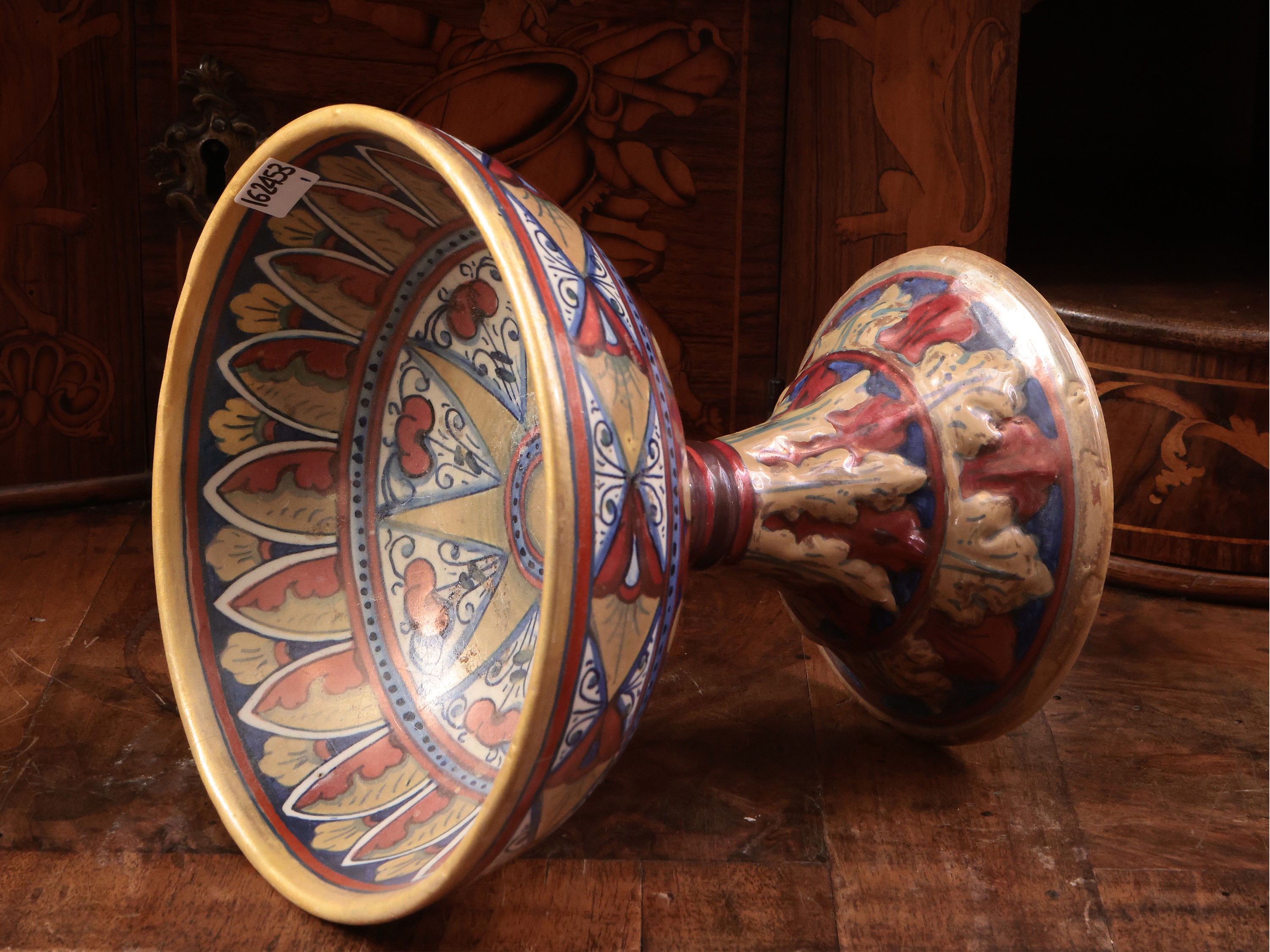 Alzata Centrotavola in Terracotta Smaltata a Lustro, Paolo Rubboli