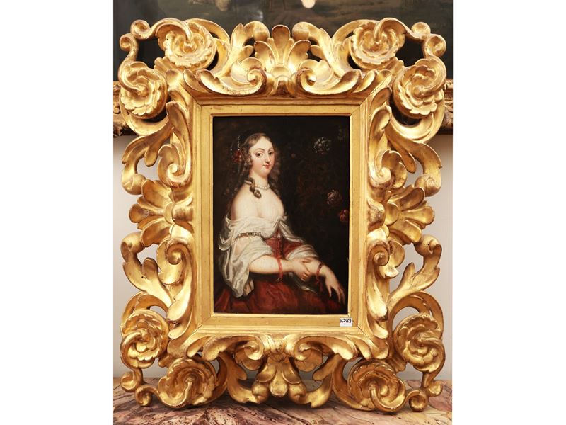 Scuola Fiamminga del XVII/XVIII Secolo - Ritratto di Dama con Perle e Acconciatura