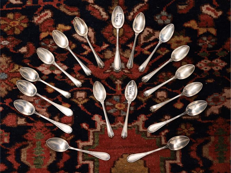 Assortimento di Cucchiaini da Tè in Argento, Clementi Bologna