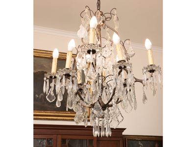 Lampadario in Cristallo e Metallo Brunito