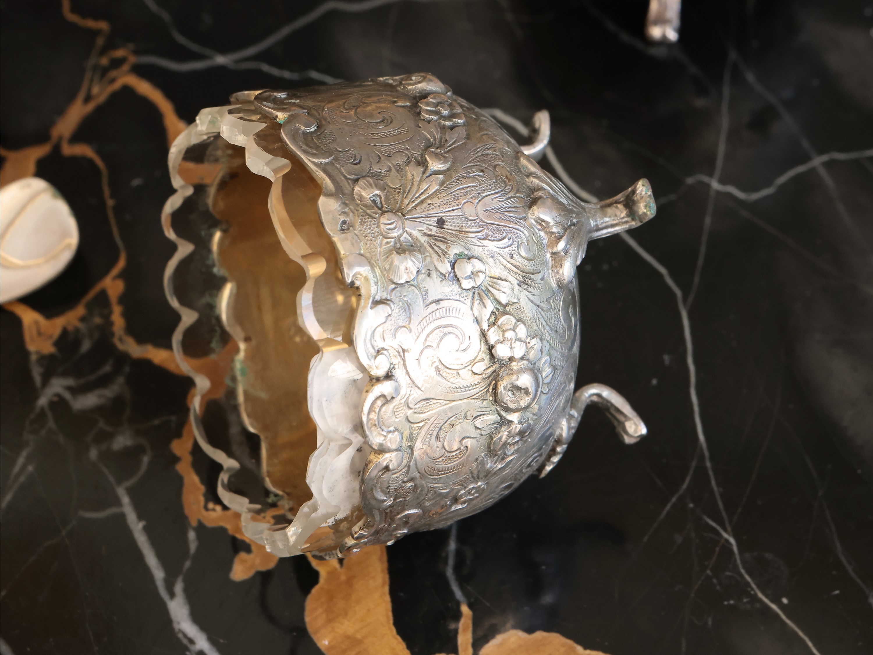 Serie di quattro saliere d'epoca in argento