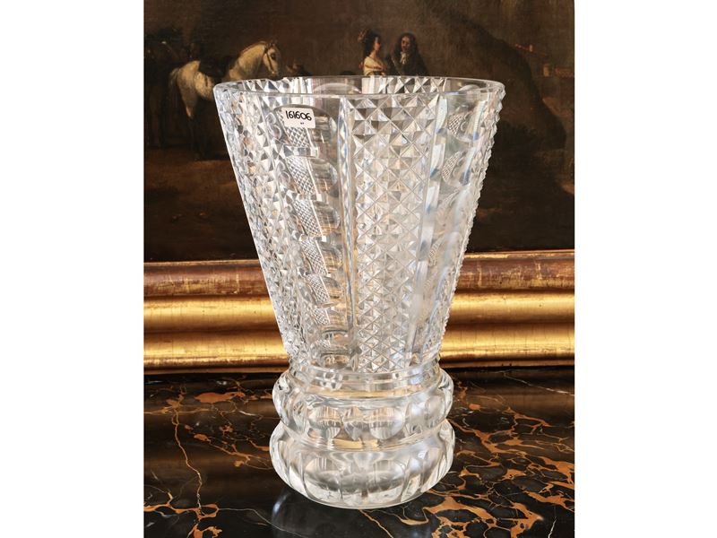 Grande Vaso in Cristallo Molato di Boemia