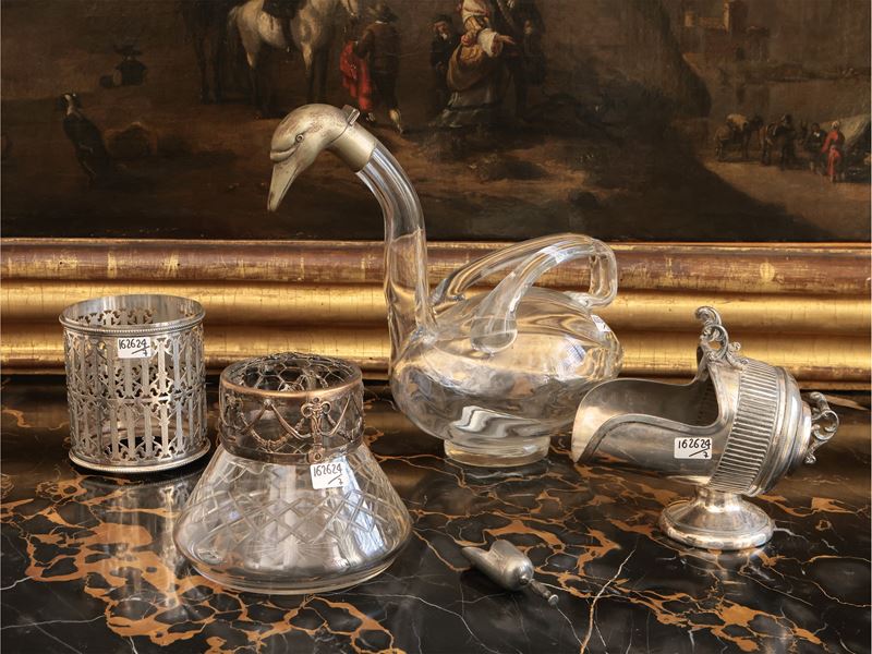 Accessori per la Tavola in Cristallo e Metallo Argentato