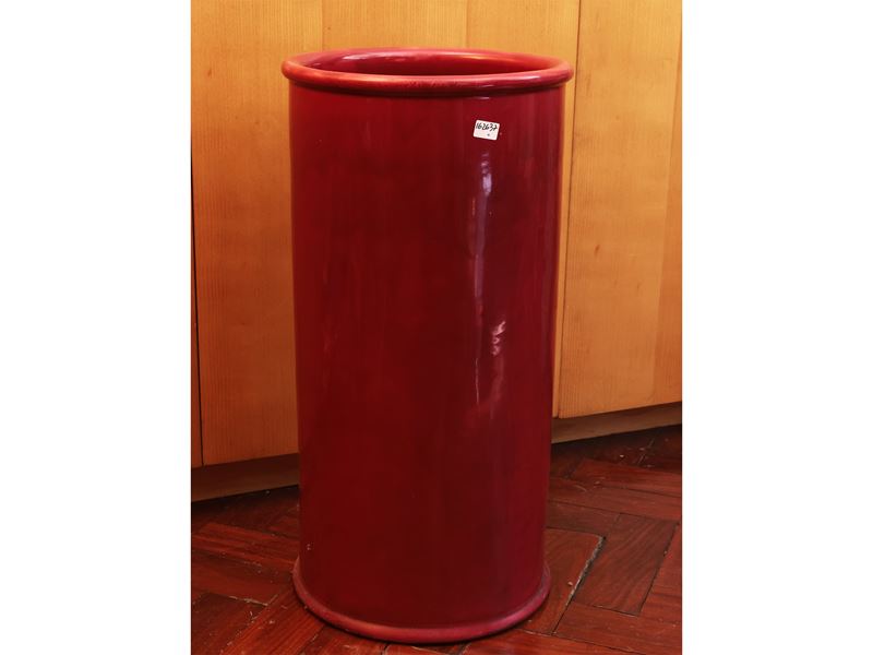 Grande Vaso a Cilindro in Porcellana Rosso di Cina