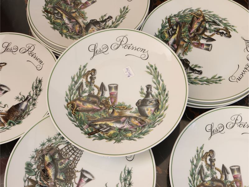 Servizio di Piatti per Zuppa di Pesce in Porcellana Francese