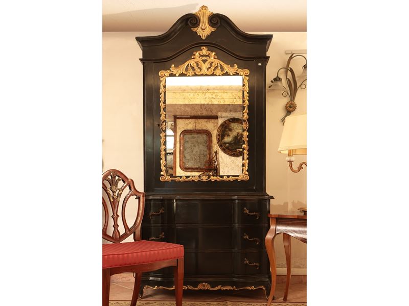 Credenza a Due Corpi in Legno Ebanizzato