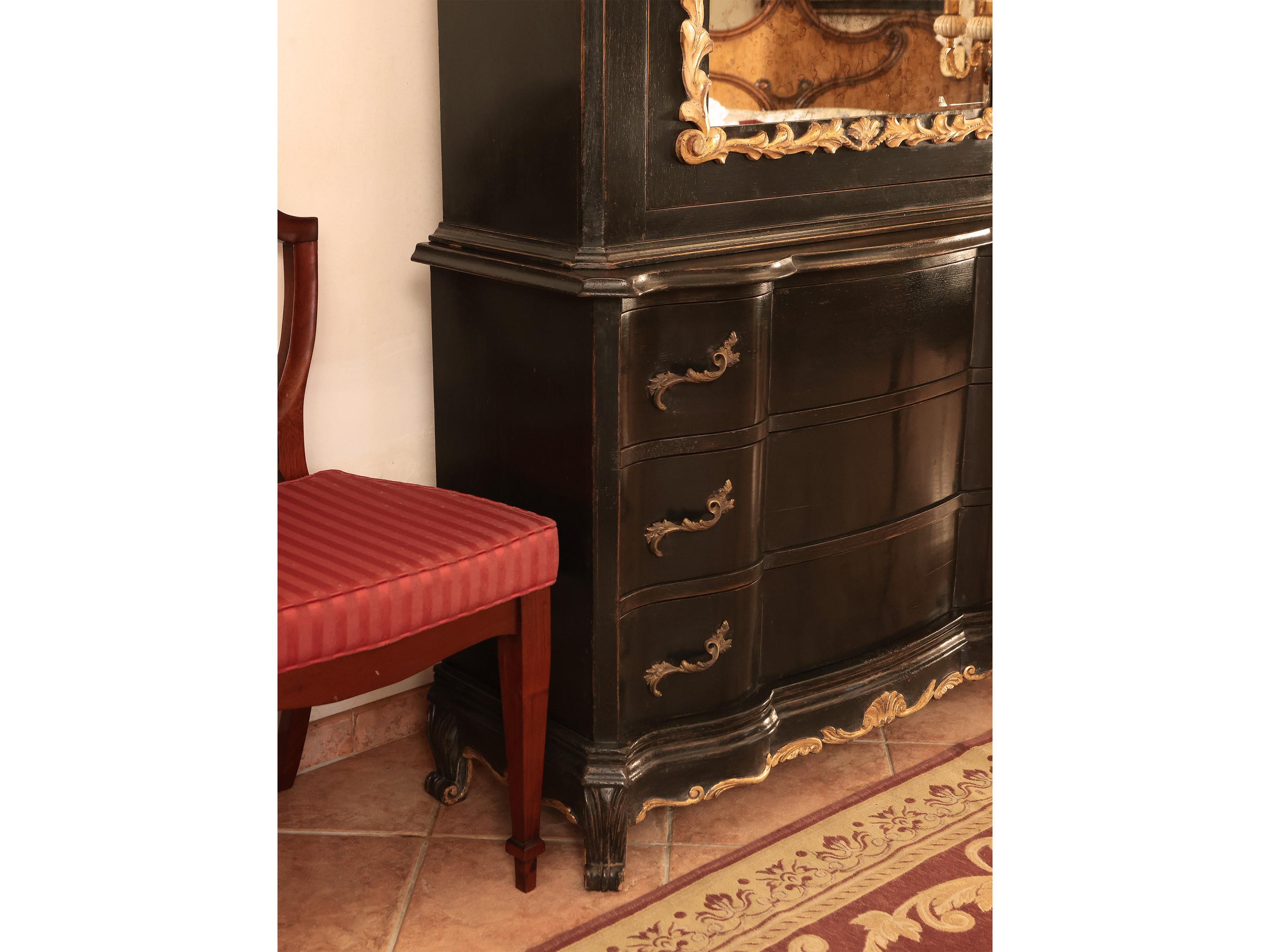 Credenza a Due Corpi in Legno Ebanizzato