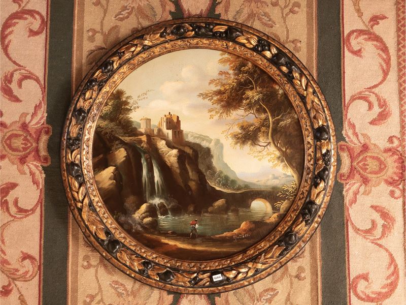 Paesaggio Fluviale con i Ruderi del Tempio di Vesta a Tivoli