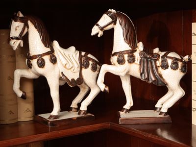 Coppia di Fermalibri in Ceramica Smaltata