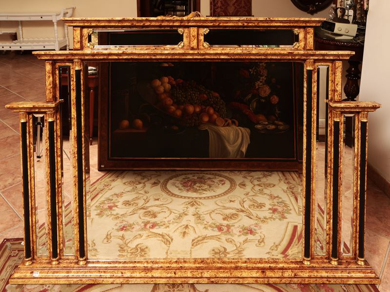 Specchiera con Cornice in Legno Laccato ed Ebanizzato