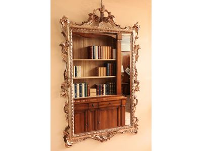 Specchiera con Cornice in Legno Intagliato e Argentato