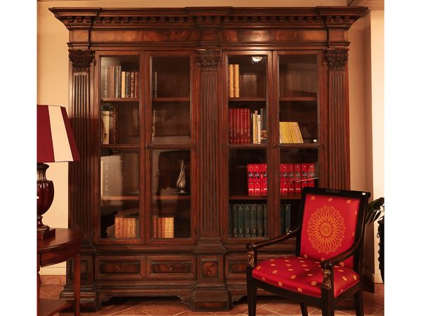 Libreria architettonica in noce e radica