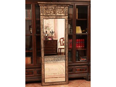 Grande Specchiera con Cornice in Legno Intagliato e Argentato