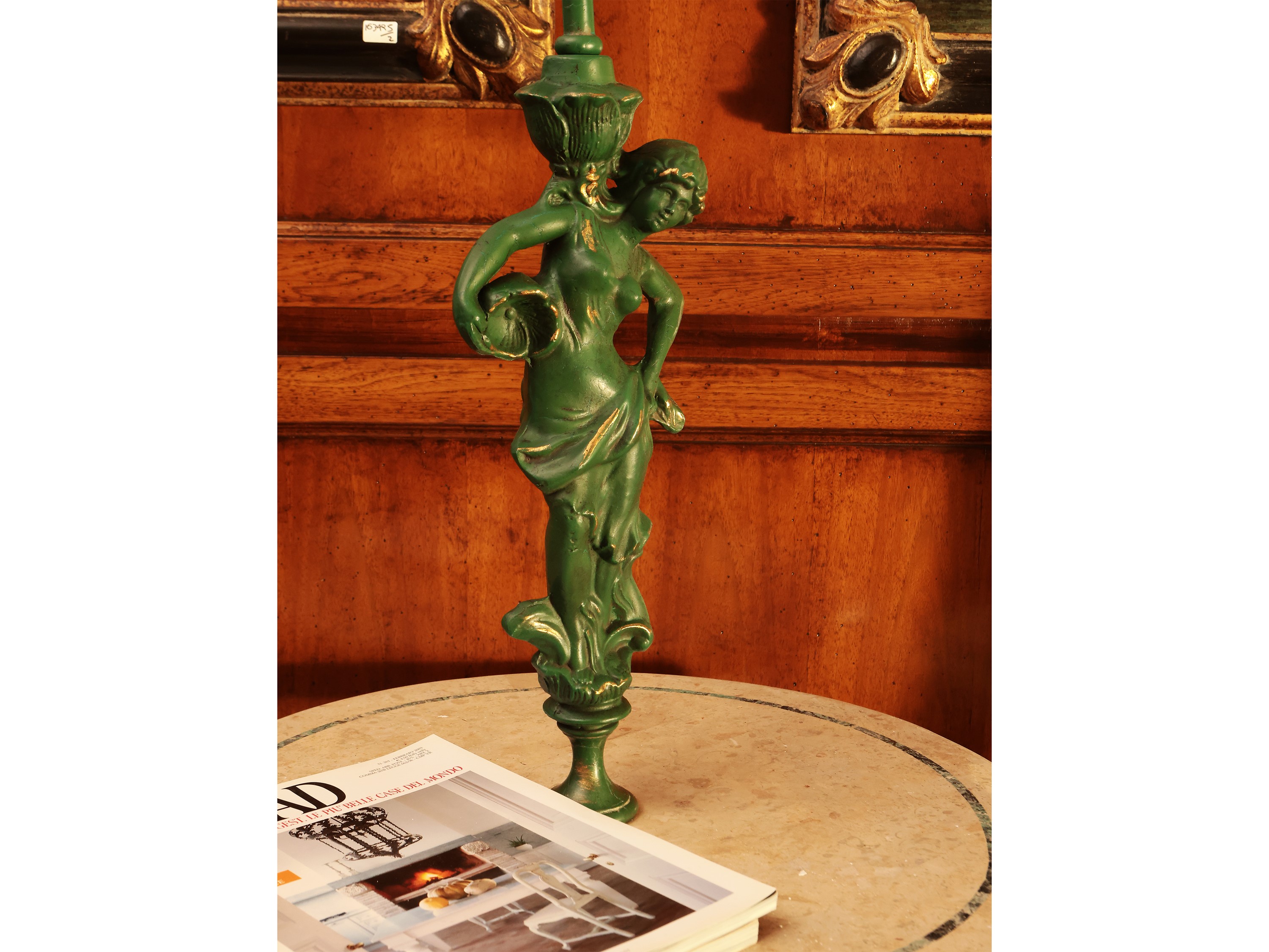 Lampada da Terra - Gueridon di Gusto Art Nouveau in Metallo Laccato