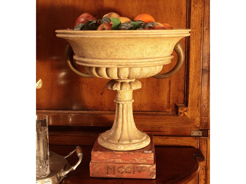 Grande Vaso a Coppa in Legno Laccato