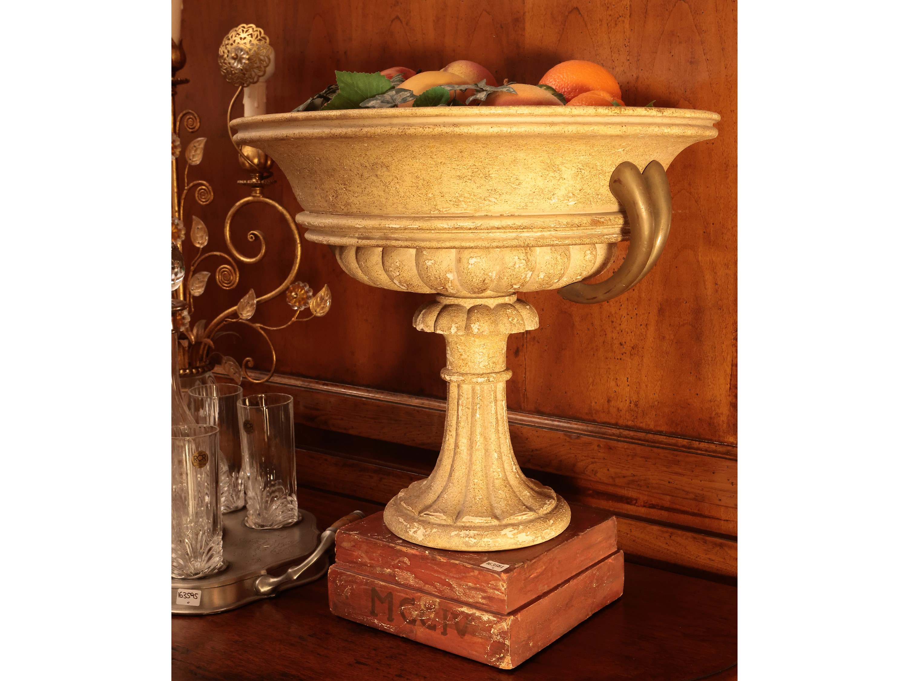Grande Vaso a Coppa in Legno Laccato