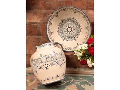 Set da Toilette in Terracotta Smaltata