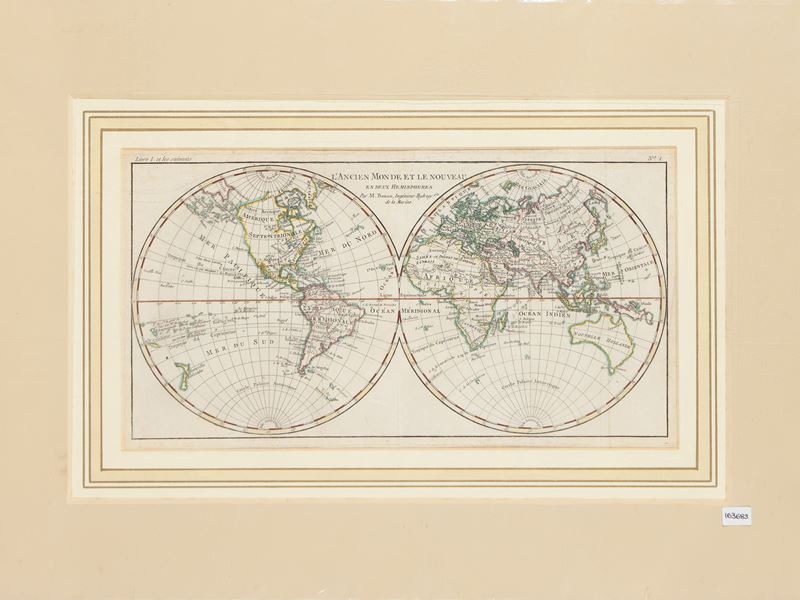 Rigobert Bonne - L'ancien Monde Et le Nouveau En Deux Hemispheres (1780)