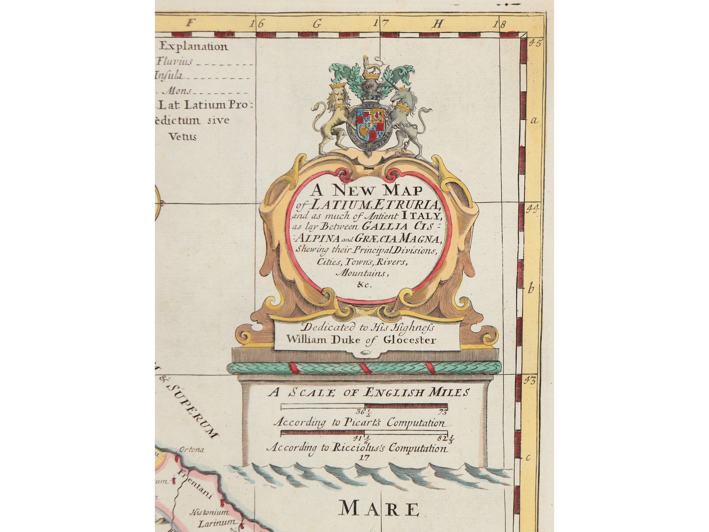 A New Map of Latium, Etruria and as much of Antient [Ancient] Italy (1700)