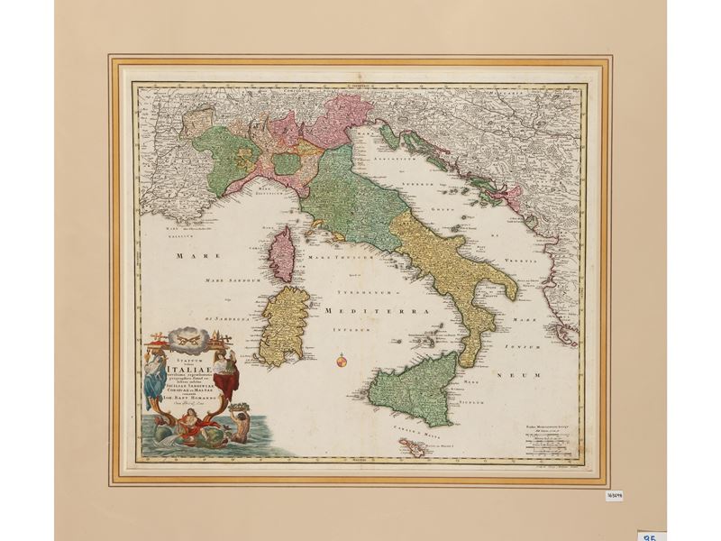 Johann Baptist Homann - Statuum Totius Italiae Novissima Repraesentatio Geographica Simul Ex Hibe...