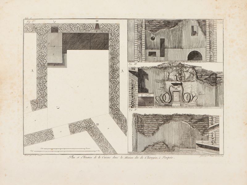 Plan et Elévation de la Cuisine dans la Maison dite du Chirurgien, à Pompeia