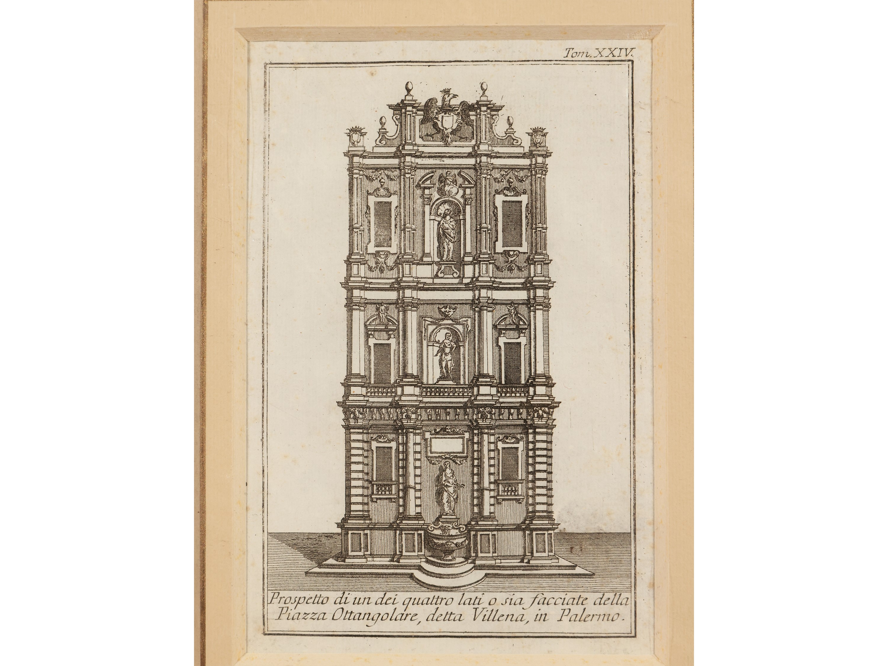 Prospetto di uno dei quattro lati o sia facciate della Piazza Ottagonale, detta Villena, in Paler...