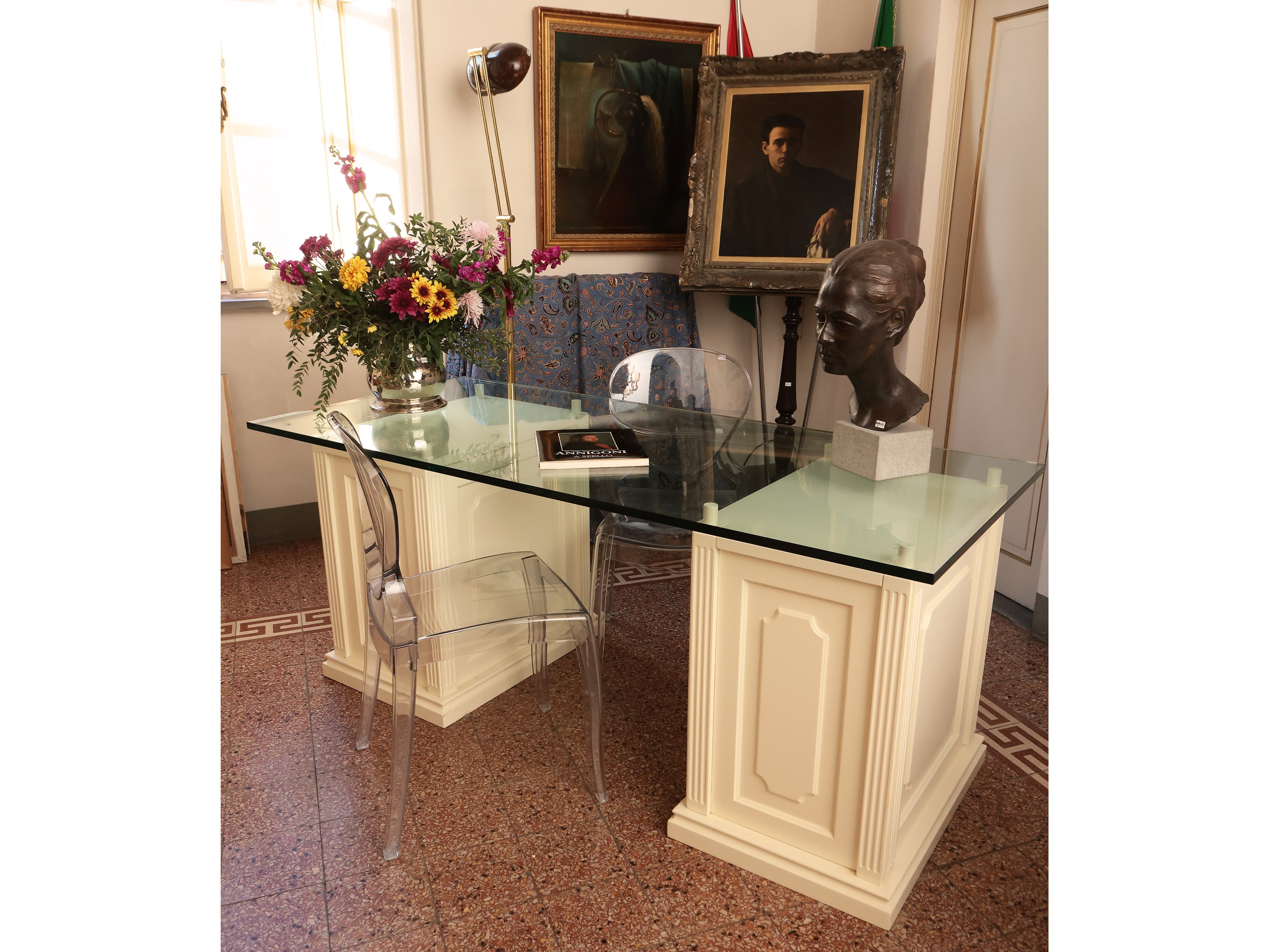 Scrivania in Legno Laccato Bianco