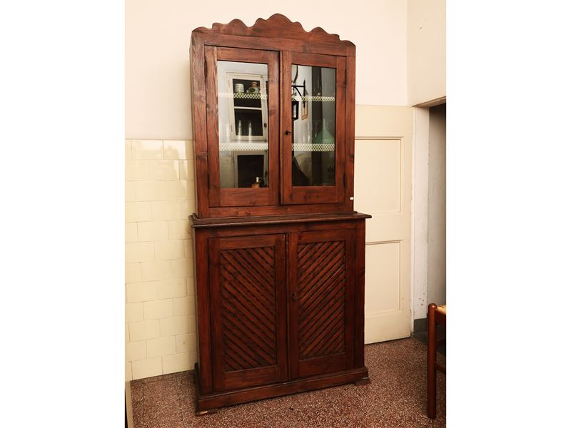 Credenza Rustica a Due Corpi in Legno Tenero
