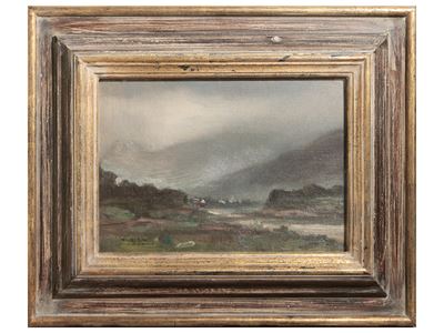 Paesaggio 1981, olio su cartone telato