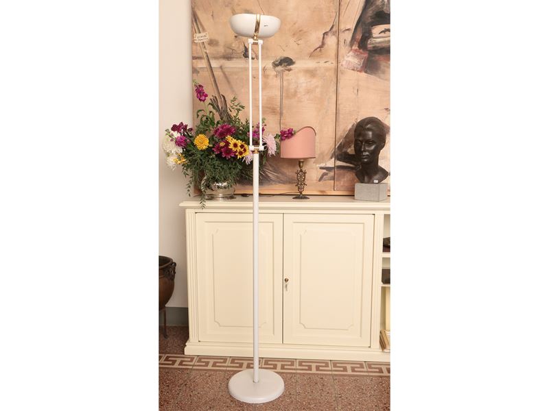 Lampada da Terra in Metallo Laccato Bianco