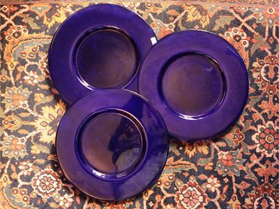Serie di Dodici Sottopiatti in Vetro Blu