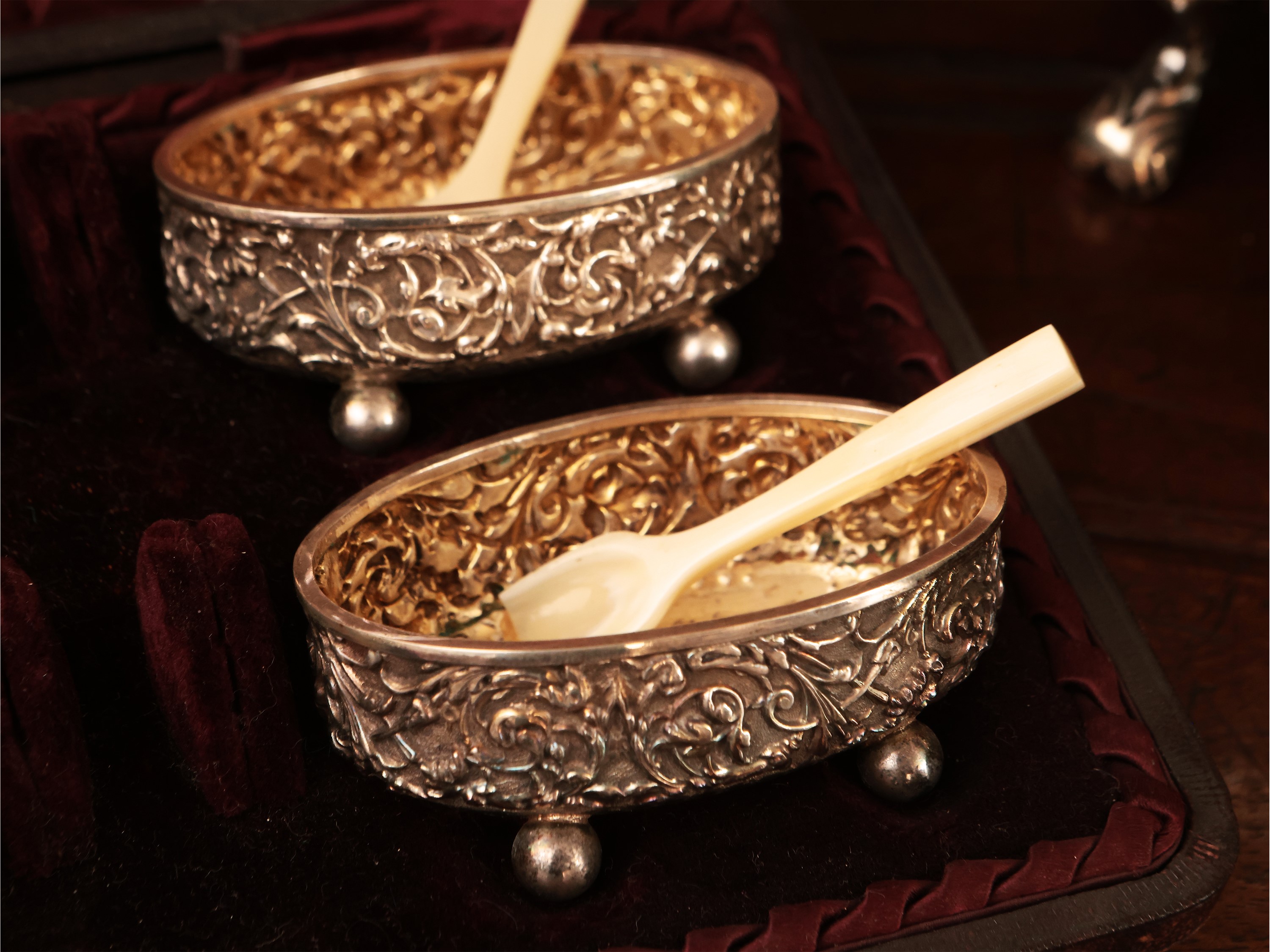 Serie di quattro saliere in argento