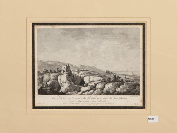 Jean Claude Richard de Saint-Non - Vue de l'Entrée des Carrieres et des Rochers qui terminent le Mont Gargano près de Manfredonia