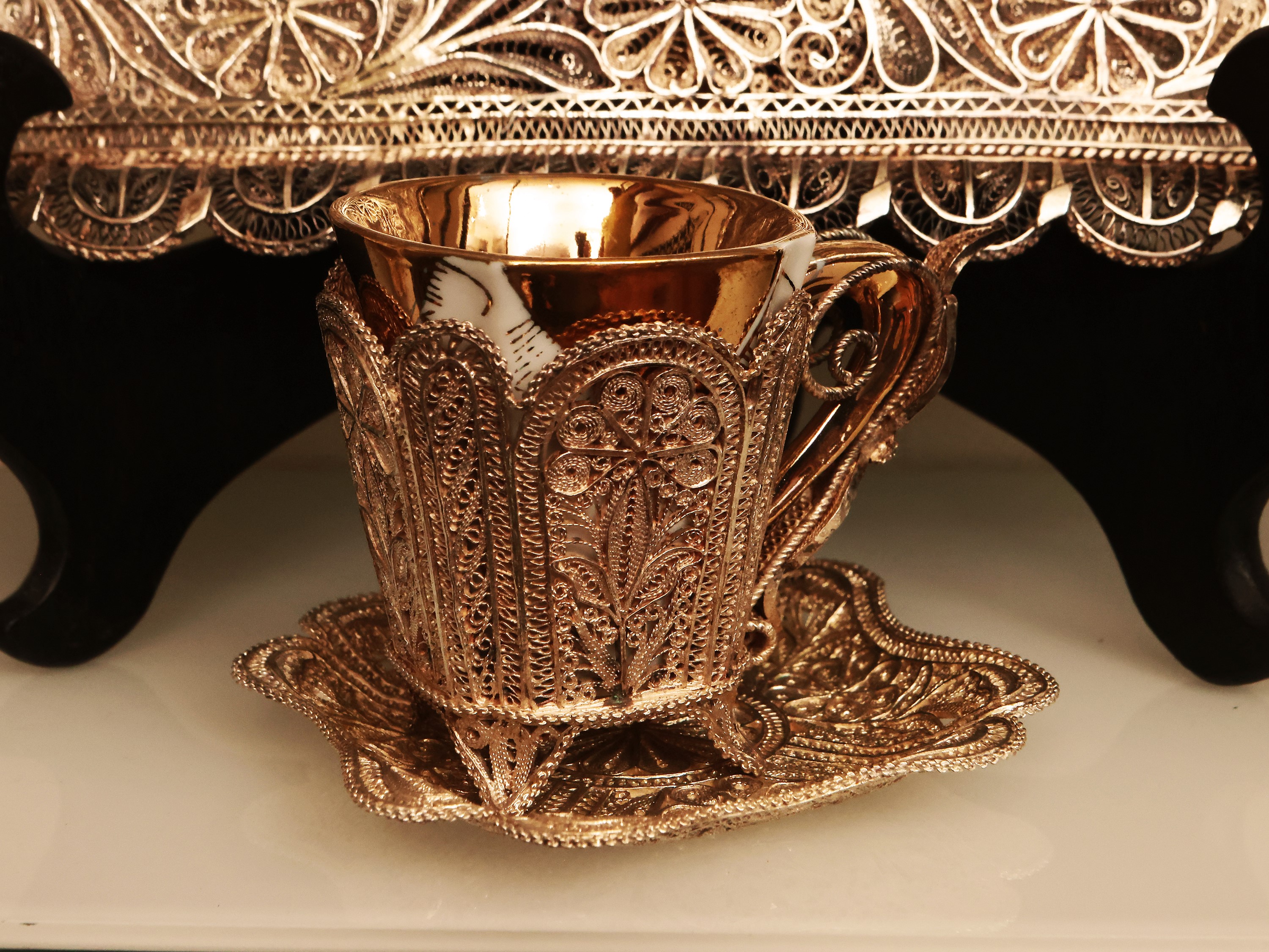 Servizio da caffè in filigrana d'argento