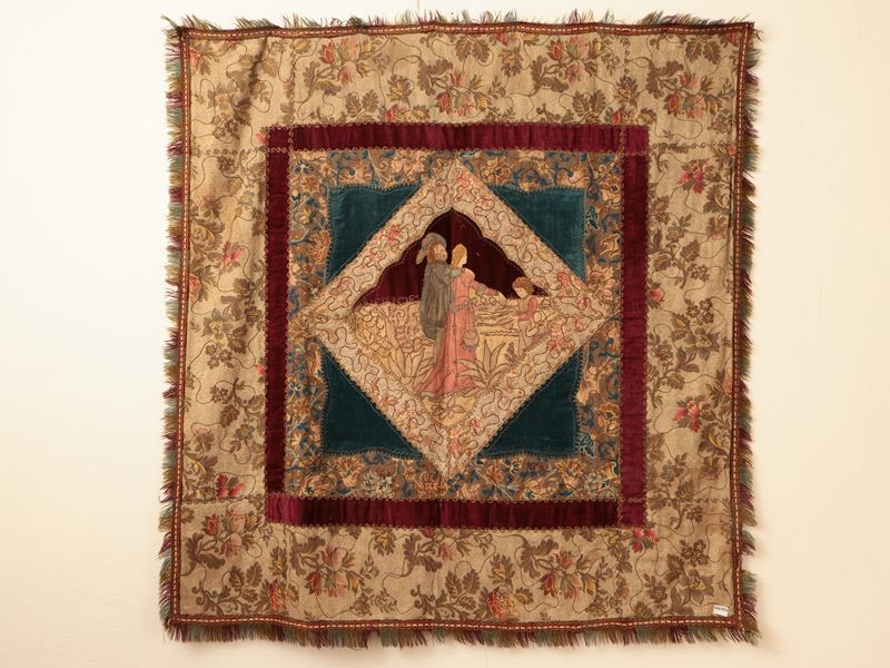 Pannello Decorativo in Patchwork di Tessuti