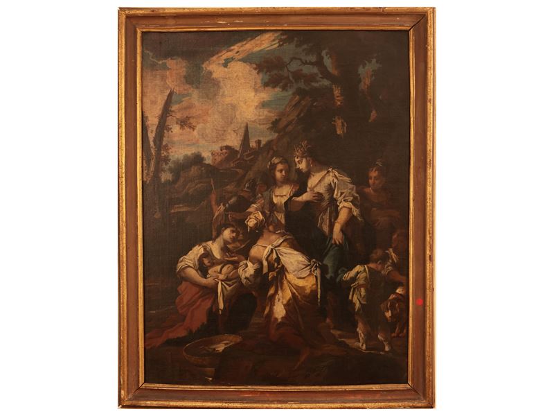 Scuola Veneta del XVIII Secolo - Mosè Salvato dalle Acque