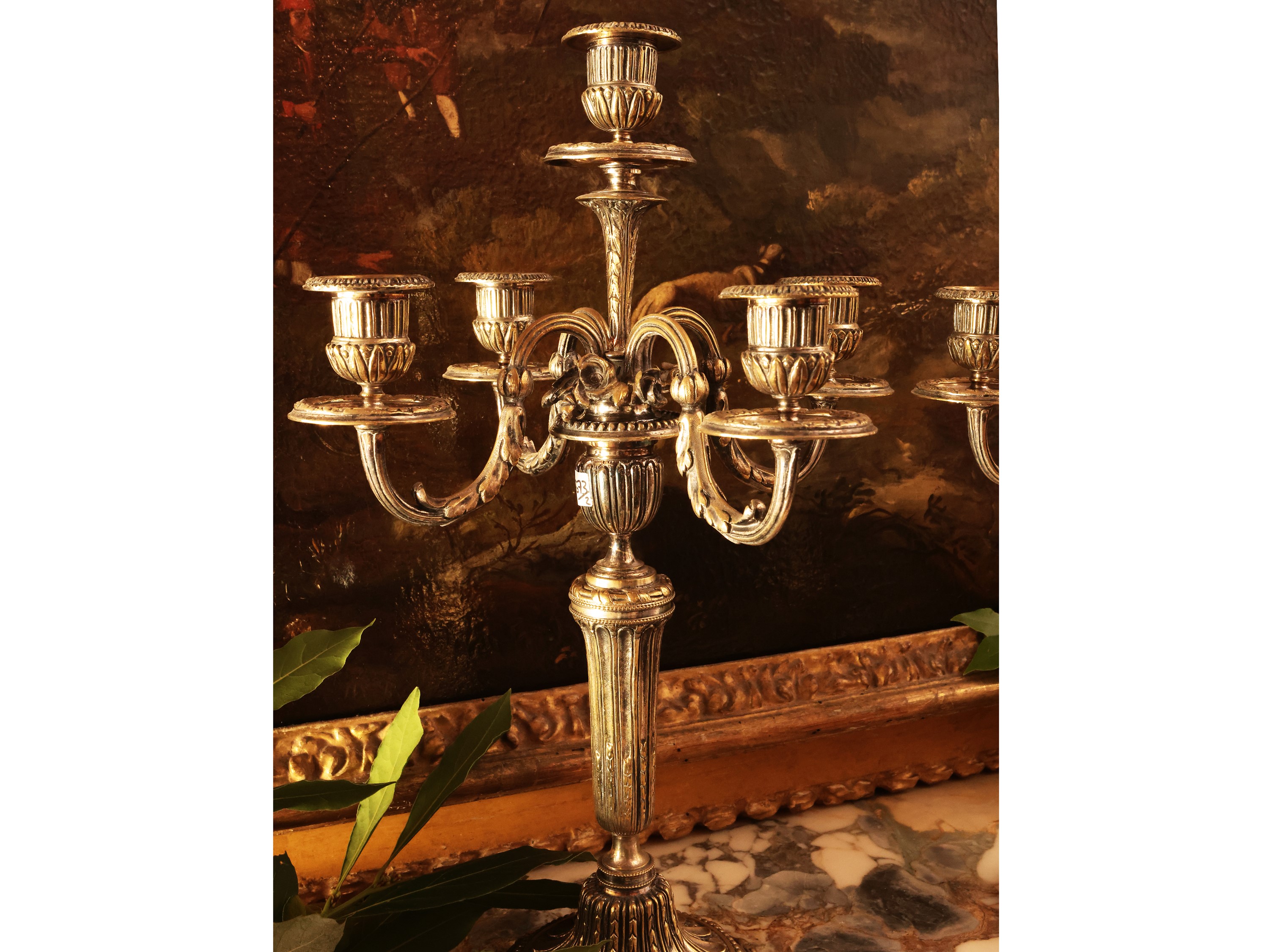 Coppia di Grandi Candelabri in Metallo Argentato