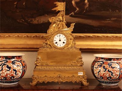Orologio da Tavolo in Bronzo Dorato, Hendle Et C.ie