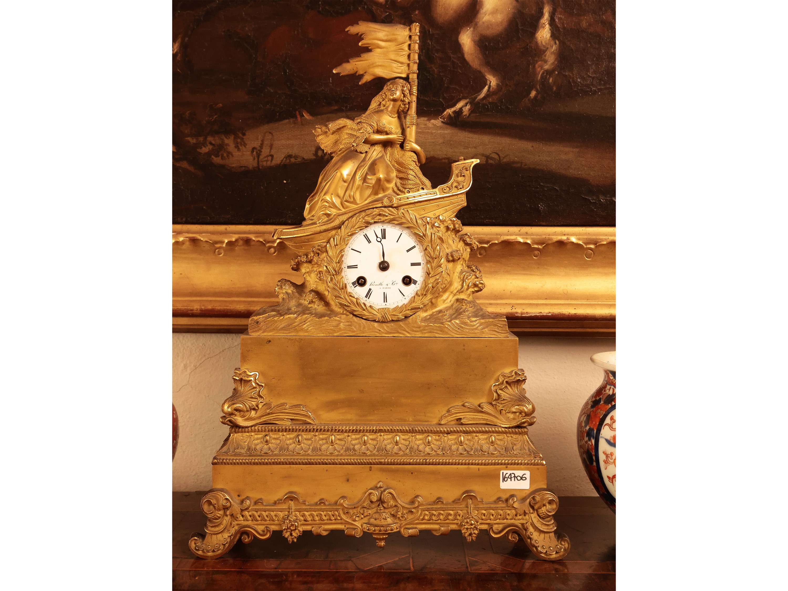 Orologio da Tavolo in Bronzo Dorato, Hendle Et C.ie