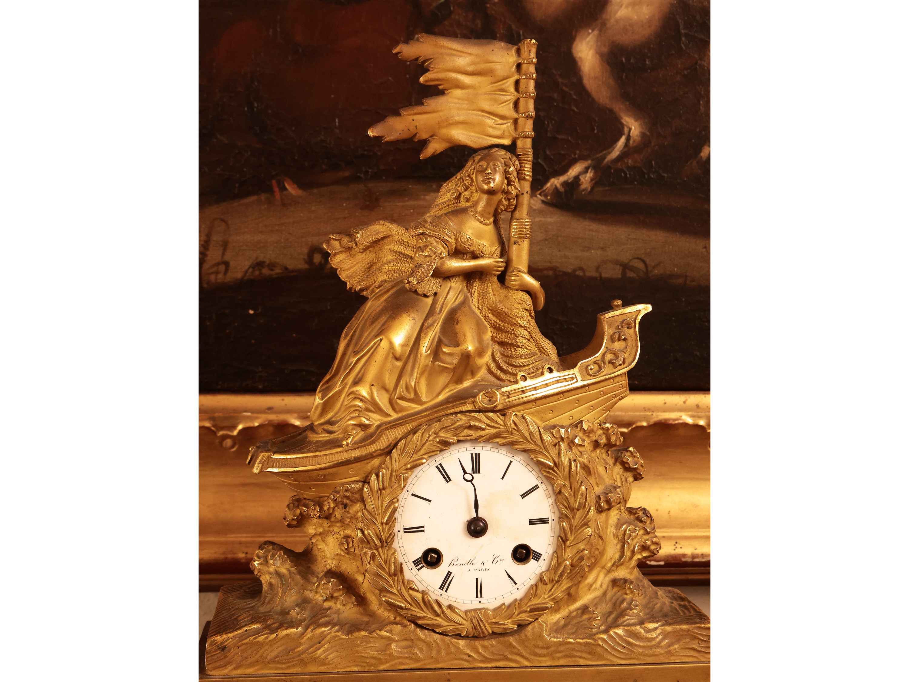 Orologio da Tavolo in Bronzo Dorato, Hendle Et C.ie