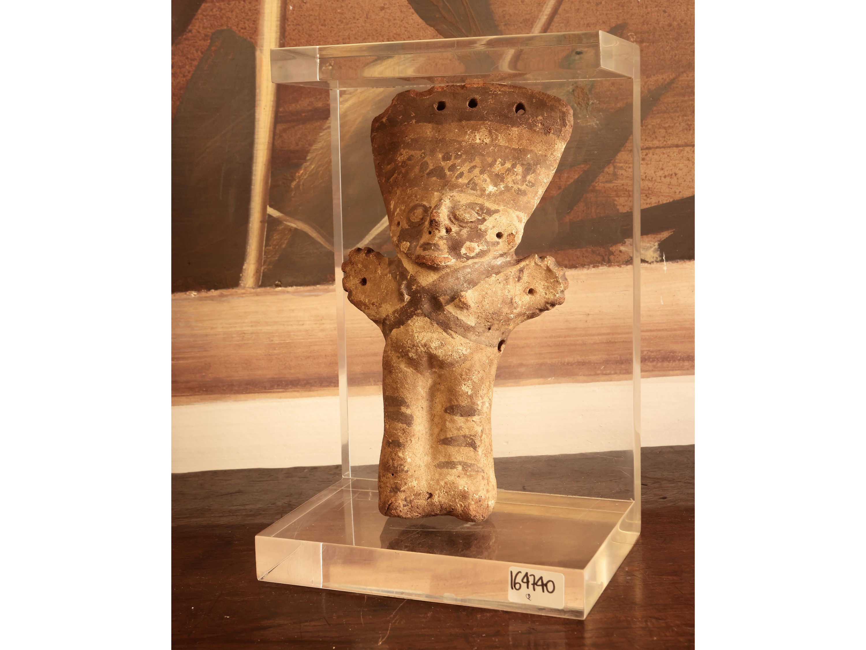 Figura Precolombiana in Terracotta Dipinta, Cultura Chancay