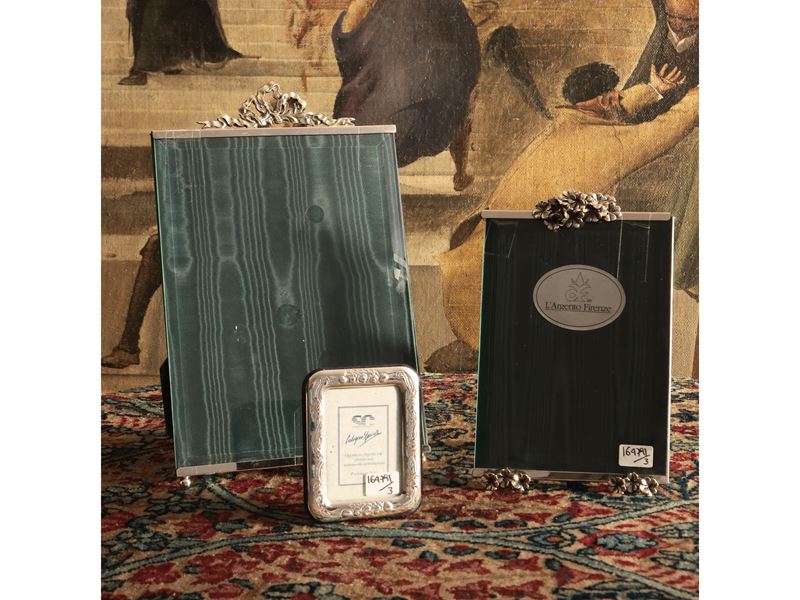 Tre cornici portaritratti in argento sterling 925