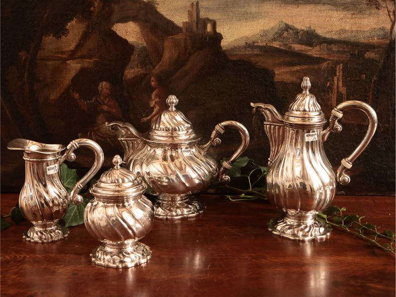 Servizio da Tè e Caffè in Metallo Argentato