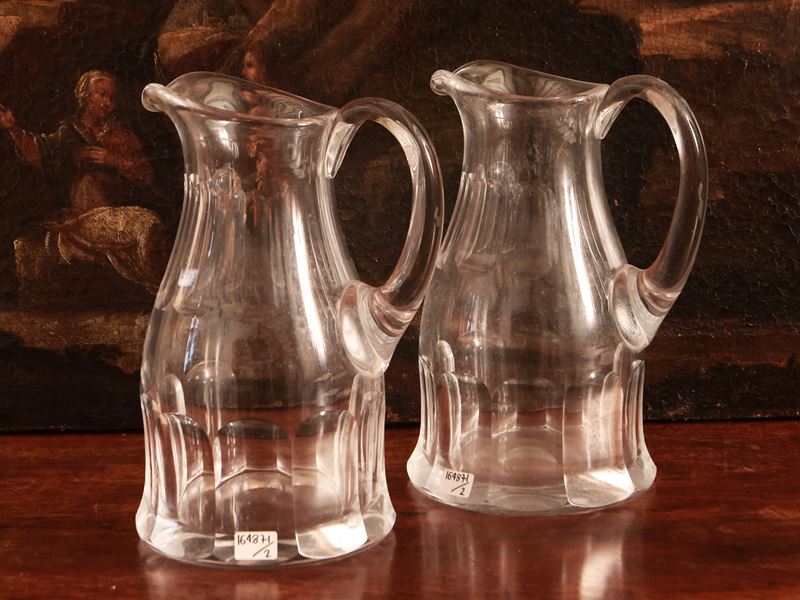 Coppia di brocche in cristallo, Moser