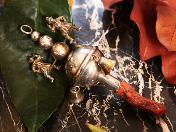 Raro sonaglio per bambini in argento
