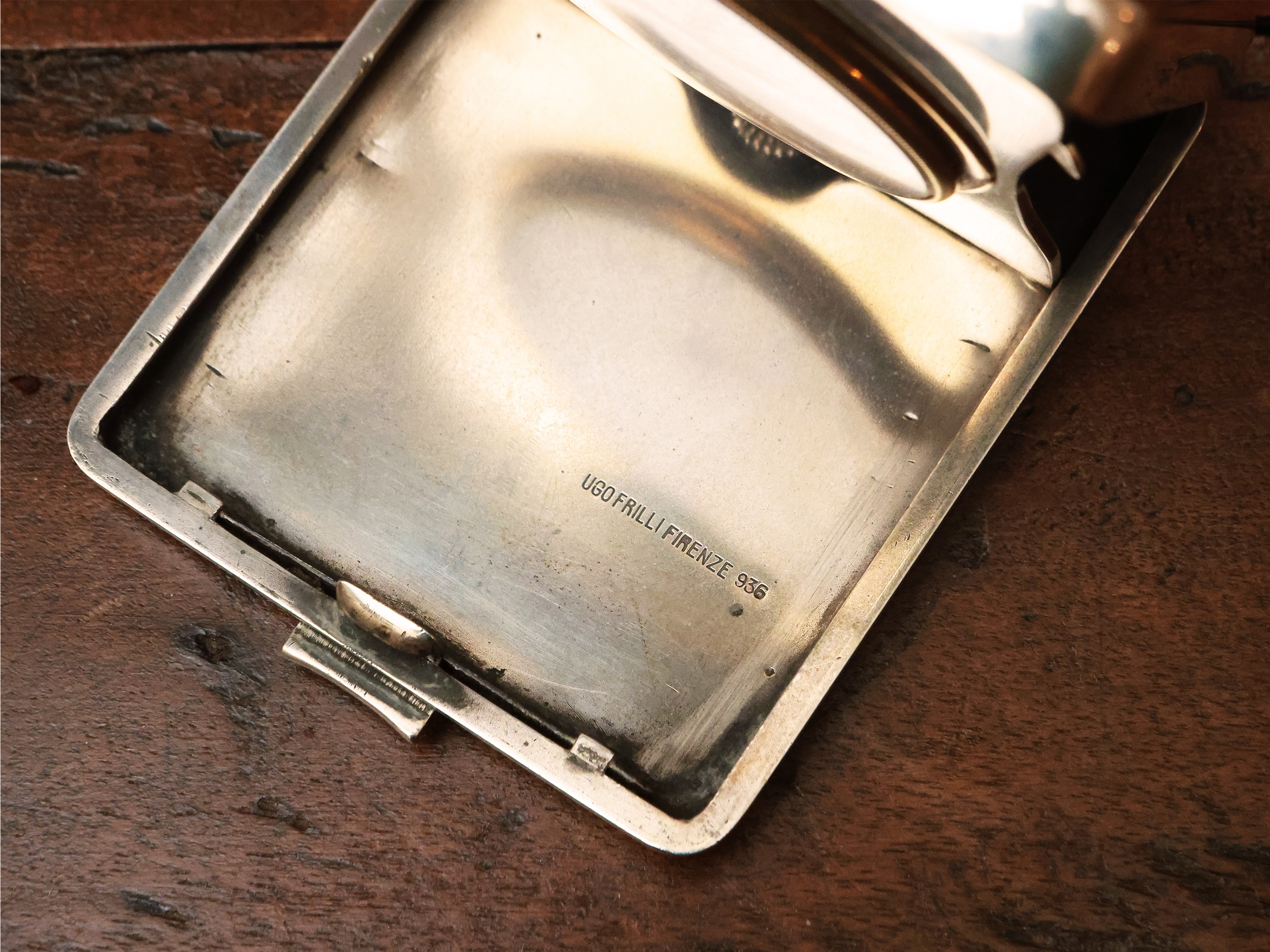 Orologio da tavolo da viaggio in argento 925/1000, Ugo Frilli