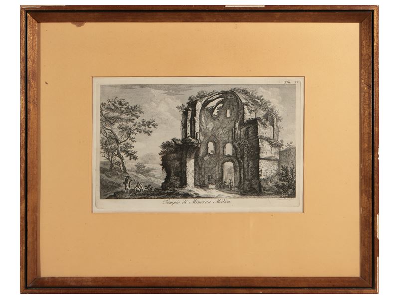 Francesco Piranesi - Tempio di Minerva Medica, acquaforte su rame con ritocchi a bulino