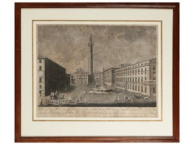 Veduta della Piazza e Colonna Antonina, incisione